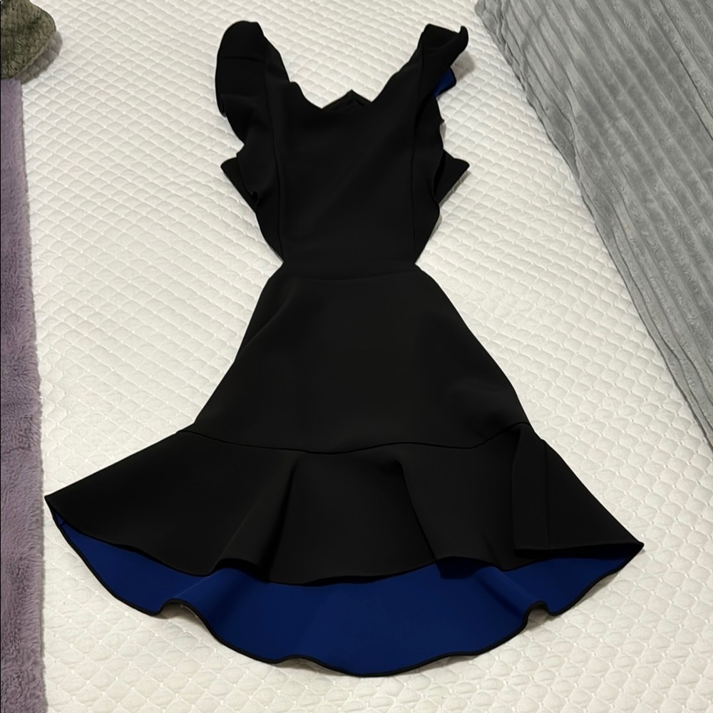 Elegant Black Dress with Blue Accents